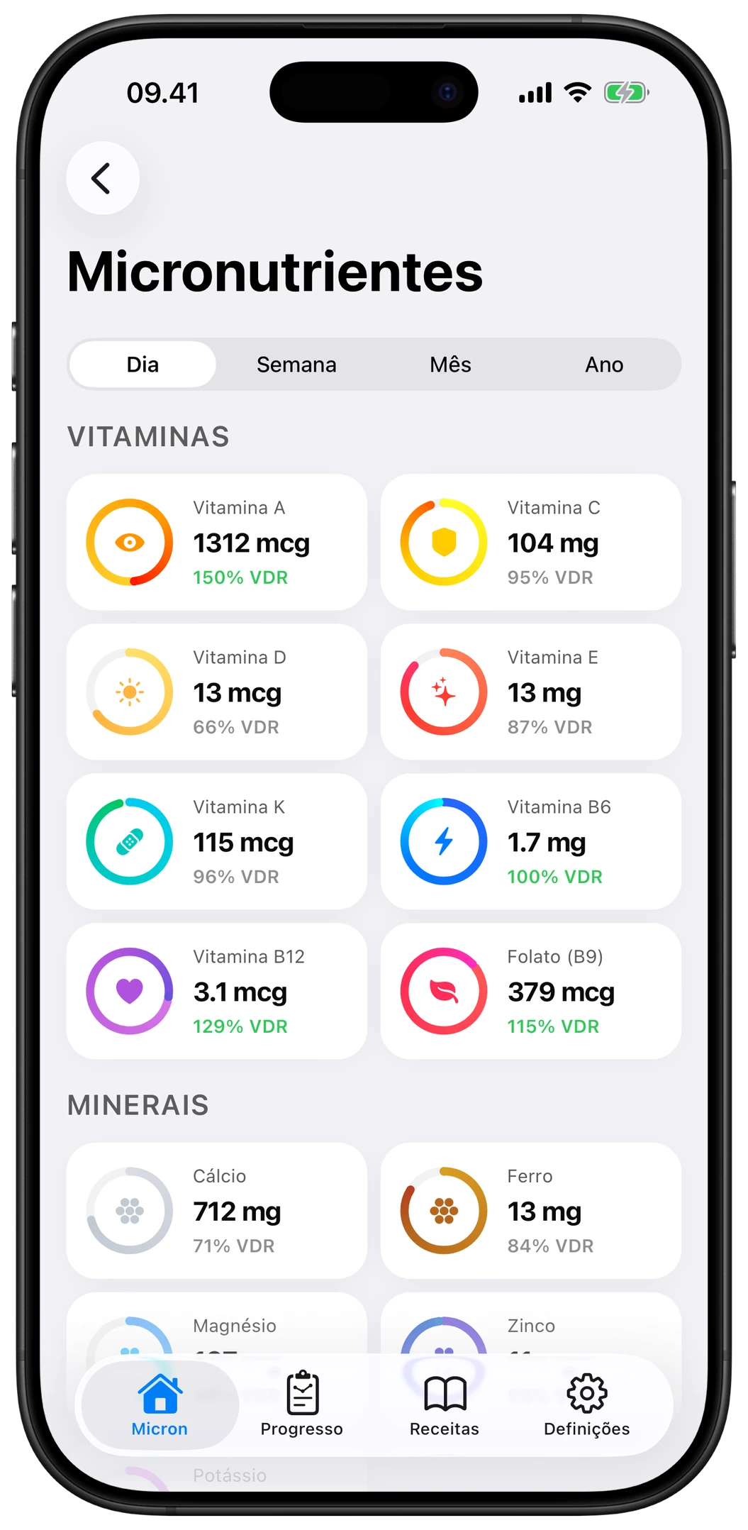 Tabela detalhada de micronutrientes do Micron