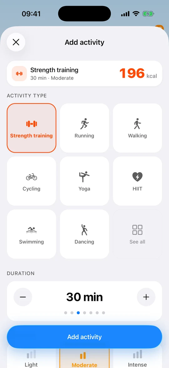 De Micron-app, scherm ‘42 sporten’